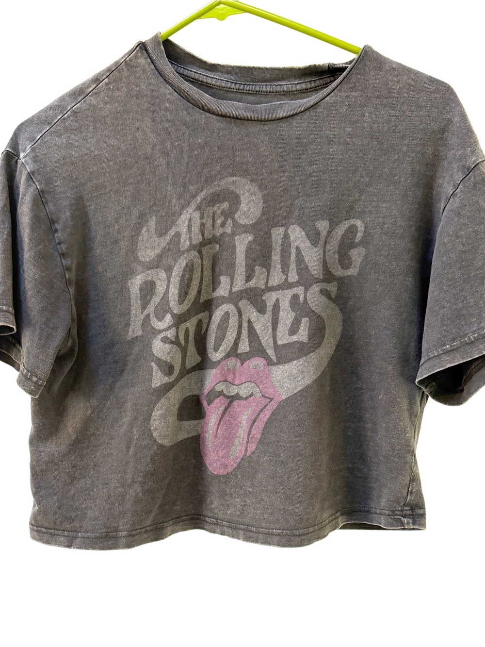 The Rolling Stones Faded Black Crop Tee, Women’s M, Men’s S